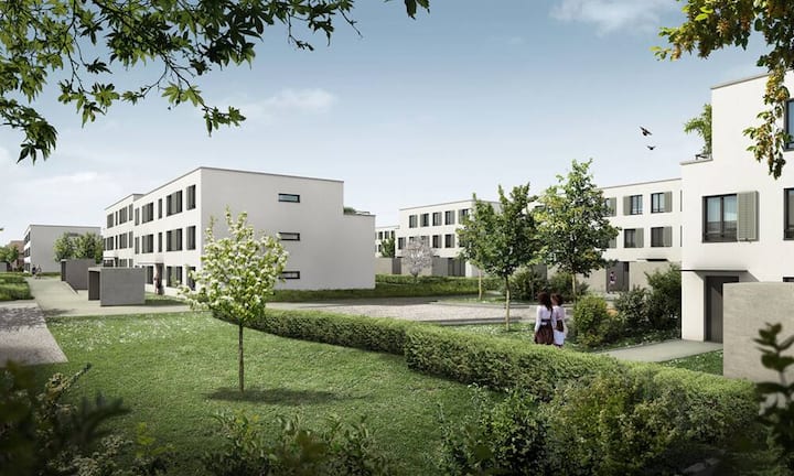 Das sind die grössten Neubauprojekte mit Eigentumswohnungen in Bern, Zürich und Basel:Grossregion BernMünchenbuchsee: In der Berner Vorortsgemeinde entsteht die Wohnüberbauung «Riedpark» mit zwölf Mehrfamilien-, Reiheneinfamilien- und Doppeleinfamilienhäusern mit 74 Eigentumswohnungen. Fertigstellung: 2016.