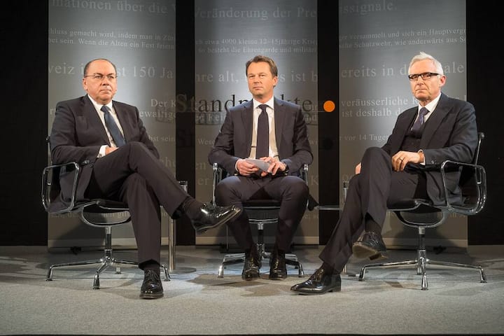 Axel Weber, UBS AG; Dirk Schütz, BILANZ; Urs Rohner, Credit Suisse AG