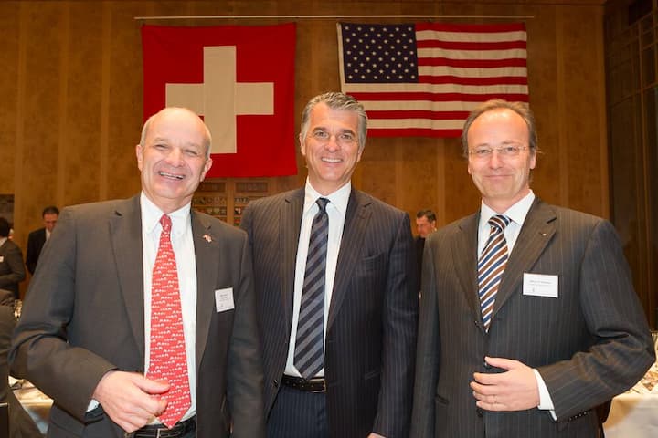 Martin Naville, CEO, Swiss American Chamber of Commerce; Sergio Ermotti, CEO, UBS AG; Markus R. Neuhaus, Chairman Board of Directors, Pricewaterhousecoopers AG