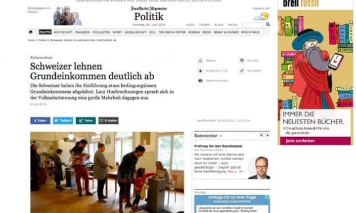 ... und die Frankfurter Allgemeine Zeitung thematisieren das Votum prominent. Auch in den englischsprachigen Medien...