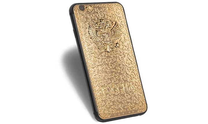 Russische Patrioten könnten sich über das reich dekorierte iPhone mit dem russischen Adler freuen (Preis 2'950 Franken).