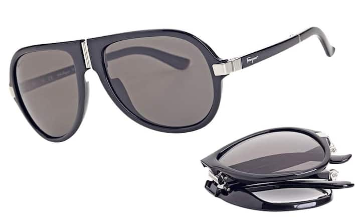 Passend: Die Aviator-Sonnenbrille von Salvatore Ferragamo verleiht ihrem Träger eine coole Attitüde. Sie wirkt maskulin und sportlich zugleich und ist eine passende Reisebegleitung. Preis 295 Franken
