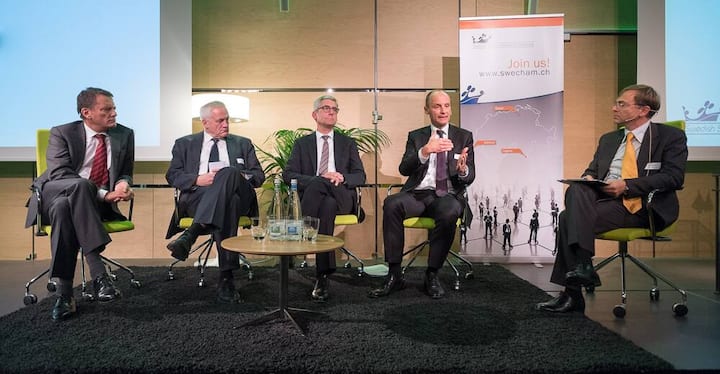 Paneldiskussion mit Carl-Henric Svanberg, Chairman, BP & Volvo Group; Walter Steinmann, Bundesamt für Energie; Ulrich Spiesshofer, CEO, ABB; Pierre-Alain Graf, CEO, Swissgrid;  Roberto Bocca, Moderator; WEF (Head of Energy Industries)