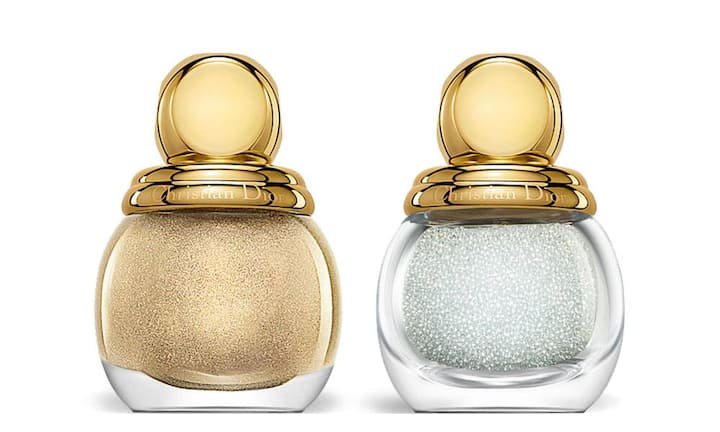 Dior: Nagellack «Diorific Jewel Manicure Duo», goldfarben mit Kristallperlen. 60 Franken.
