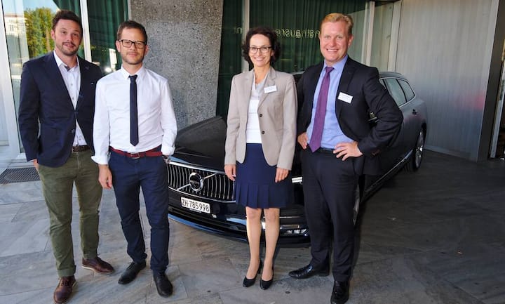 Simon Krappl, Director Marketing Communications & PR, Volvo Car Switzerland AG;
Sascha Heiniger, Director Corporate & Brand Communication, Volva Car Switzerland AG;
Lilo Prins, Event Manager, Volvo Car Switzerland AG;
Johan Mannerberg, Nordea Bank SA