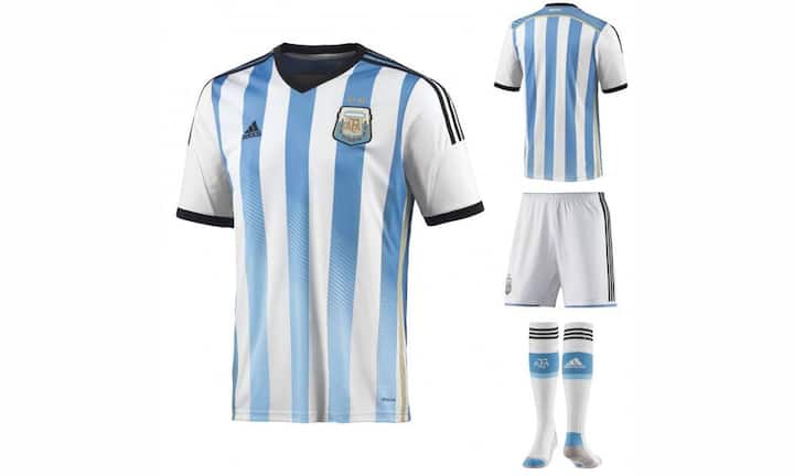 Nett: Die blau-weissen Streifen dürfen natürlich nicht fehlen auf den Adidas-Trikots der Argentinier.Bilder: Hersteller