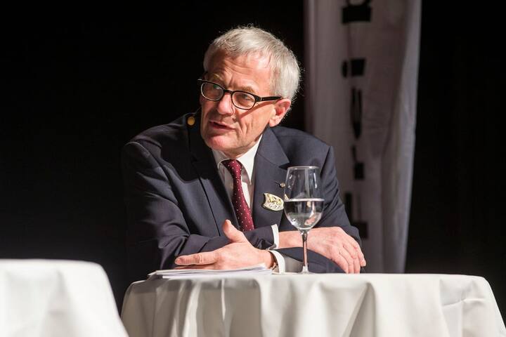 GRENCHEN/SO - 28.2.2017: PODIUMSDISKUSSION ZUR UMSETZUNG DER MASSENEINWANDERUNGSINITIATIVE. IM BILD: NATIONALRAT KURT FLURI / FDP (KEYSTONE/Stefan Bohrer)