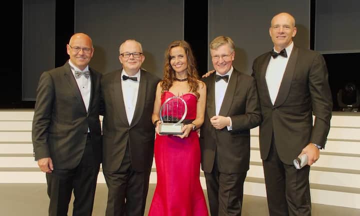 Morten Hannesbo, AMAG; Heinrich Christen, EY; Sandra Studer, Moderator of the Century; Bruno Chiomento, EY; Barend Fruithof, CS