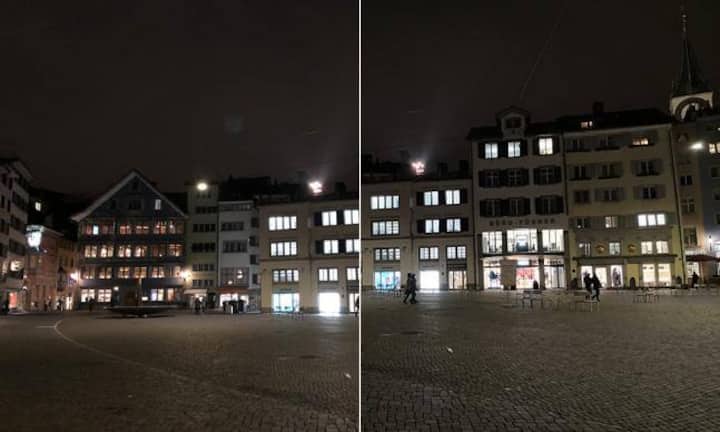 Selbst bei Distanzaufnahmen ist die Differenz erkennbar: links die Aufnahme mit dem iPhone X, rechts mit dem Mate 10 Pro.