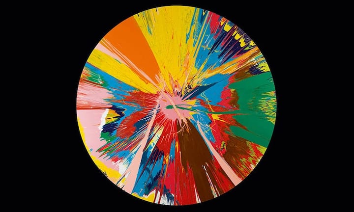 Damien Hirst, Beautiful, shattering, slashing, violent, pinky, hacking, sphincter painting, 1995: 755'000 Pfund (950'000 Franken).