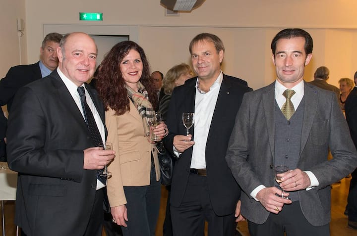 Ulrich Giezendanner, SVP-Nationalrat; Roberta Baumann; Max Feuz, e+h Services AG; Dieter Morf, Morf Architekten