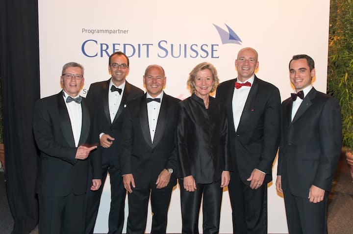 Die Sponsoren: Ivo Furrer, Swiss Life; Markus Binkert, Swiss International Air Lines Ltd.; Morten Hannesbo, AMAG; Doris Albisser, CLS Communication AG; Barend Fruithof, CS; Edouard Maylan, CEO, H. Moser & Cie