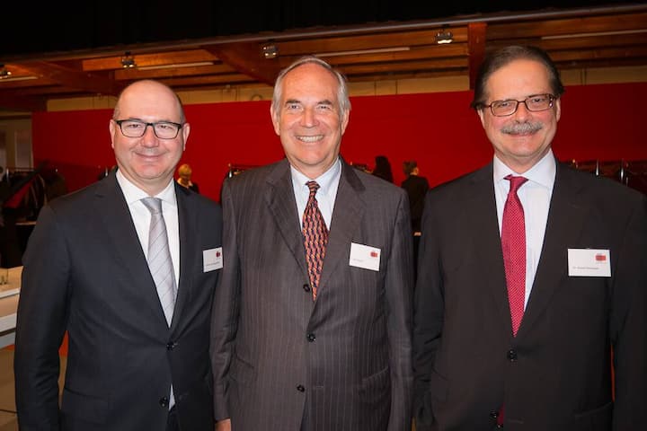 Claude-Alain Margelisch, Vorsitzender der Geschäftsleitung Schweizerische Bankiervereinigung; Ueli Forster, Präsident des Verwaltungsrates Forster Rohner AG; Rudolf Ramsauer, Corporate Communications Direktor Nestlé SA