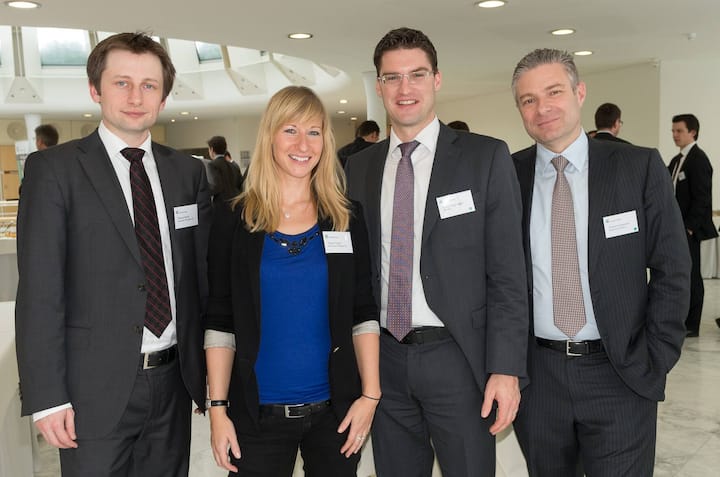 Thoms Hautle, Notenstein Privatbank AG;  Tamara Taube, Notenstein Privatbank AG; André Langenegger, UBS AG; Thierry Kurtzermann, Akademie St. Gallen