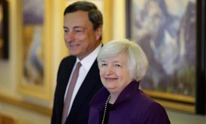 2014 hielt der Chef der Europäischen Zentralbank, Mario Draghi, eine spektakuläre Rede – er deutete den Plan an, mit der EZB Staatsanleihen aufzukaufen. Obwohl rechtlich umstritten, setzte er dieses Vorhaben später durch. Janet Yellen, aktuelle Fed-Chefin, hörte ihm letztes Jahr zu. Dieses Jahr fehlt sie an der Konferenz.