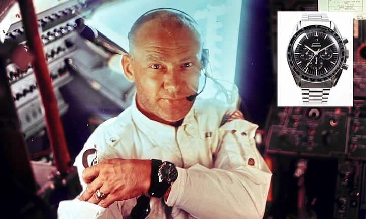 Omega Speedmaster Am 21. Juli 1969 betrat Buzz Aldrin kurz nach Neil Armstrong als zweiter Mensch den Mond. An seinem Handgelenk tickte die Omega Speedmaster Professional, seither auch Moonwatch genannt. Fünf Jahre zuvor hatte die NASA eine Uhr für ihre Raumfahrtmissionen gesucht. Die Speedmaster setzte sich bei den viermonatigen Tests gegen die Konkurrenz von Longines, Rolex und Hamilton durch.