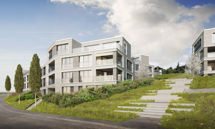 Uitikon Waldegg: Elf Mehrfamilienhäuser mit 76 Eigentumswohnungen entstehen im Projekt «Sunshine Scenery» in der Gemeinde im Zürcher Limmattal. Fertigstellung: September 2015.  Visualisierungen: Nightnurse/PR