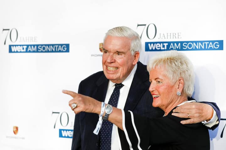 HAMBURG, GERMANY - SEPTEMBER 18: Christine Kuehne and her husband Klaus-Michael Kuehne during the 70th anniversary celebration of the German Sunday newspaper WELT AM SONNTAG (WAMS) at The Fontenay Hotel on September 18, 2018 in Hamburg, Germany. (Photo by Isa Foltin/Getty Images for WAMS)