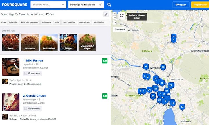 Foursquare – Bewertungsportal für Restaurant, Bars, Geschäfte, KulturAnzahl Bewertungen: 75 MillionenNutzer pro Monat: 50 MillionenGrossaktionäre: Union Square Ventures, Andreessen Horowitz, Morgan Stanley