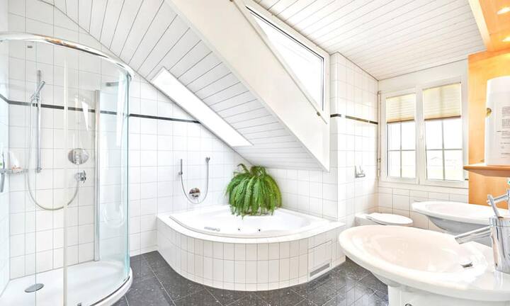 Auf der Wohnfläche von 276 Quadratmeter verteilen sich drei Badezimmer.