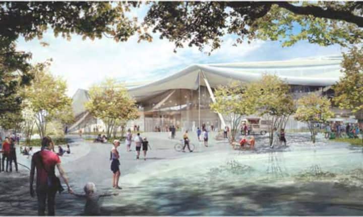 Auf diesem öffentlichen Platz sollen dereinst Lebensmittel und weitere Produkte verkauft werden. Die Planer wollen eine Stimmung wie beim berühmten «Ferry Building» im nahen San Francisco schaffen.