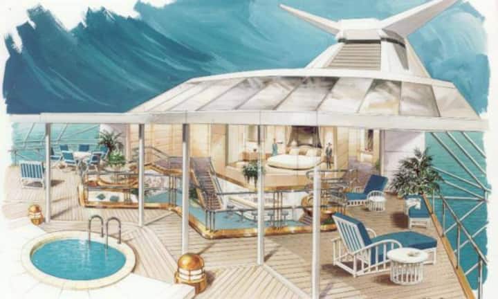 Die luxuriöse Suite auf dem oberen Deck.