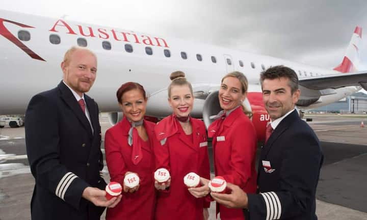 Austrian Airlines gibt gratis Getränke und je nach Flugdauer Snacks ab. Zusätzlich kann ein Menü vorbestellt werden.
Facebook/Austrian Airlines