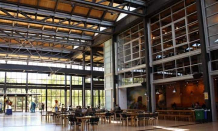 Pixar: Der Campus des Animationsstudios Pixar in Emeryville (Kalifornien) ist in einer riesigen Halle untergebracht. Der Komplex verfügt über einen Garten, Swimmingpools und eine grossen Skulptur von «Luxo Jr.», der berühmten animierten Schreibtischlampe aus dem Pixar-Vorspann.