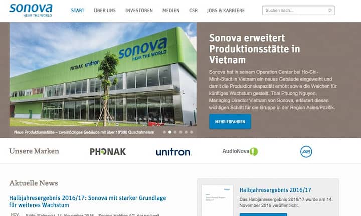 Platz 3: SonovaPunktzahl: 68,1 von 100 (Vorjahr: Platz 7)