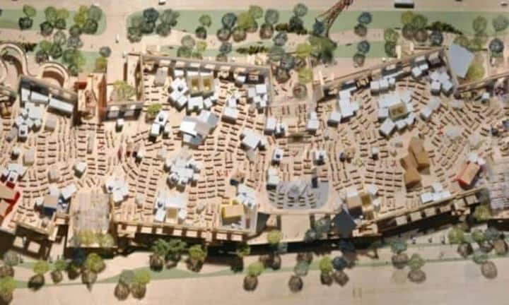 Unter dem Park entsteht das grösste Grossraumbüro der Welt. Tausende Menschen werden in einem 40'000 Quadratmeter grossen Raum zusammenarbeiten. Gehry Partners