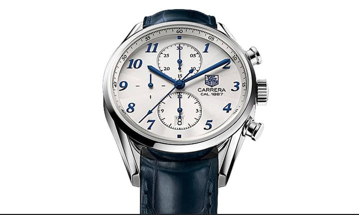 Halbes Jahrhundert: Genau 50 Jahre sind es her, seit Jack Heuer den Carrera-Chronographen lancierte. Der junge ETH-Ingenieur mit dem ausgeprägten Design-Gespür kombinierte wegweisend den Namen mit Technik und einem funktionalen Stil. TAG Heuer Carrera Heritage Calibre 1887, 5000 Franken.