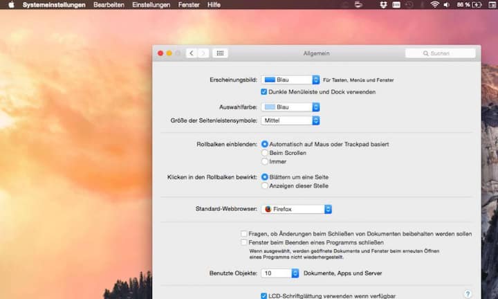 In den Systemeinstellungen lässt sich der «Dark Mode» unter «Allgemein» aktivieren.