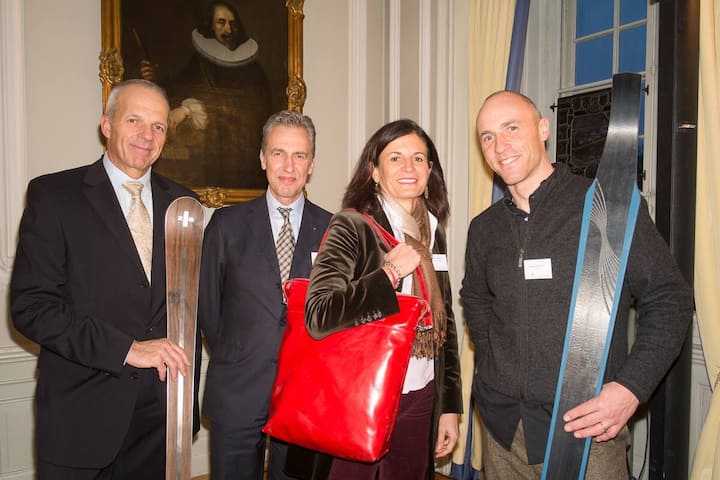 Die Panelisten: Armin Meier, Managing Director, Boyden Global Executive Search; Urs Rickenbacher, CEO, Lantal Textiles Inc.; Monika Walser, CEO, Freitag Lab AG; Benedikt Germanier, CEO, ZAI AG
