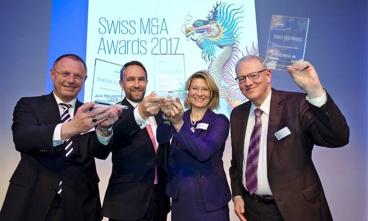 The Award Winners
Ronald Trächsel, BKW;
Michael Bauer, EQT Partners AG;
Prisca Havranek-Kosicek, Kuoni Group;
Felix Bodmer, Arbonia (Bildbeschrieb v.l.n.r.)