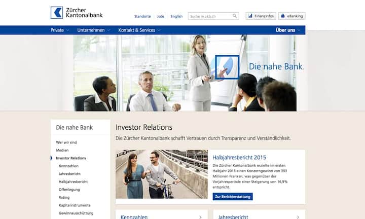 Platz 3: Zürcher KantonalbankPunktzahl: 44,7 von 80 (Vorjahr: Platz 1)