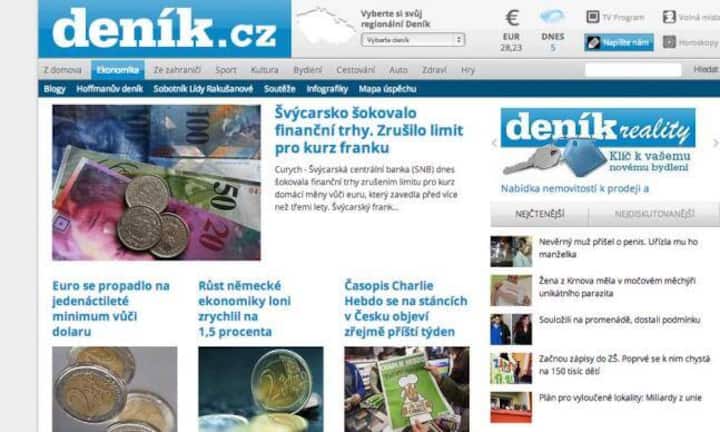 Denik, Tschechien: «Euro fällt auf elfjähriges Tief gegenüber dem Dollar», titelt die tschechische Zeitung als Reaktion auf den SNB-Entscheid.