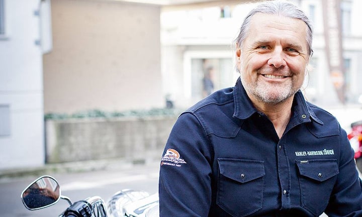 Dietmar Bemberg (54), früher Mitinhaber einer Media-Agentur, heute Harley-Händler.