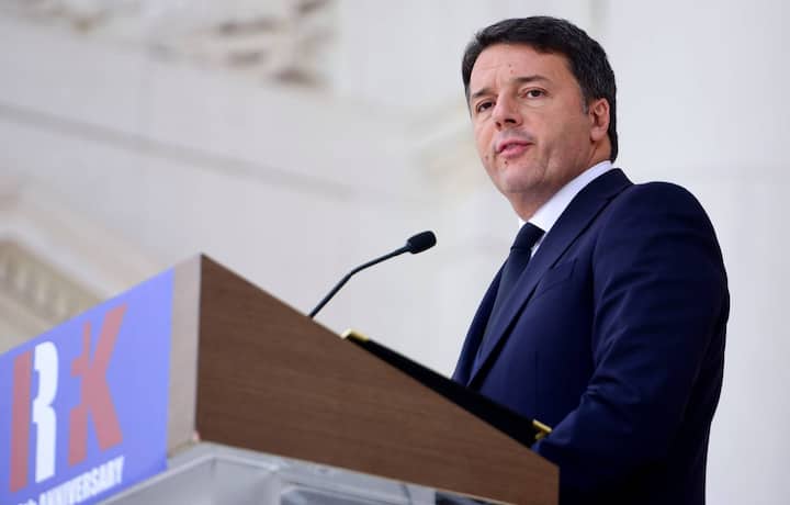 ARLINGTON, VA - JUNE 06:  Matteo Renzi, former Prime Minister of Italy, speaks during a Remembrance and Celebration of the Life & Enduring Legacy of Robert F. Kennedy at Arlington National Cemetery on June 6, 2018 in Arlington, Virginia.  (Photo by Leigh Vogel/Getty Images for RFK Human Rights  )