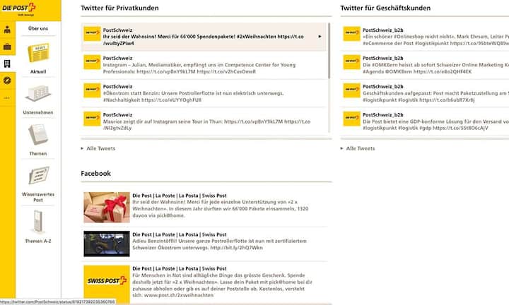 Platz 1: Swiss PostPunktzahl: 50,7 von 80 (Vorjahr: Platz 2)Bilder: Screenshots