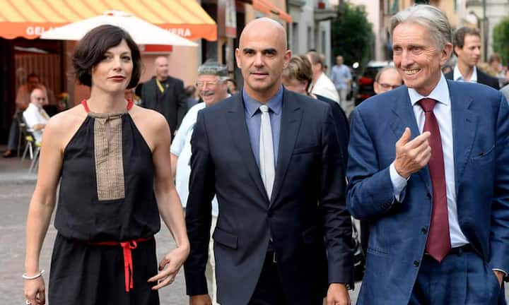 Bundesrat Alain Berset mit seiner Frau Muriel Zeender Berset und Festivalpräsident Marco Solari.