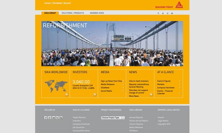 Nur 0,1 Punkte besser als Roche ist der Webauftritt von Sika (56,3 Punkte).