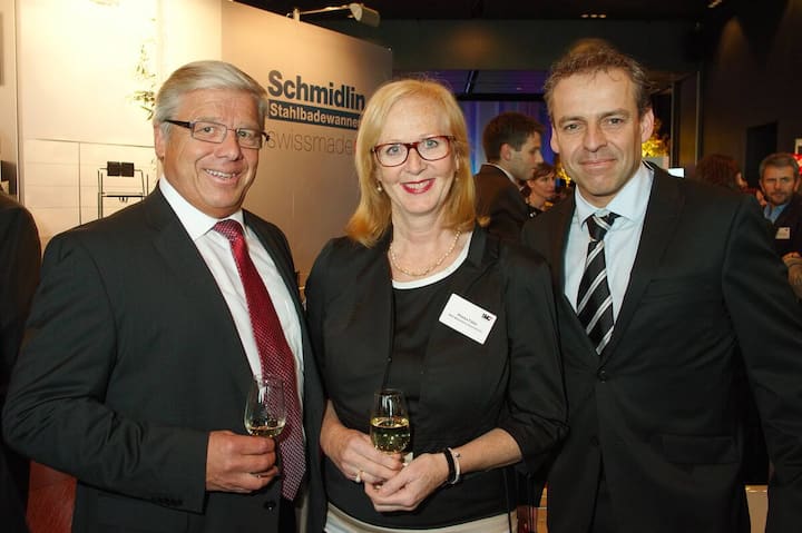 Peter Föhn, Ständerat SVP / SZ; Priska Föhn, Mitinhaberin, MAB Möbelfabrik Betschart AG; Urs Wullschleger, Inhaber, Wilhelm Schmidlin AG Stahlbadewannen
