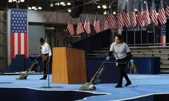 Vorbereitungen für Clintons Wahlparty in New York.