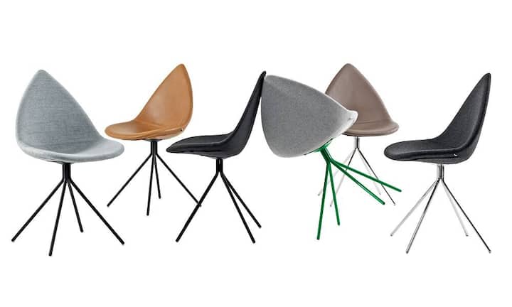 Das Modell Ottawa von BoConcept hat Karim Rashid ausgeheckt – im Kopf das Blatt eines Laubbaumes. Der Stuhl wurde 2013 mit dem Red Dot Award  usgezeichnet. Erhältlich in verschiedenen Stoffund
Ledervarianten, Fuss in Chrom oder mattschwarz lackiert. Ab 595 Franken; www.boconcept.ch