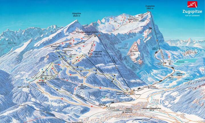 Deutlich teurer wird es in Garmisch-Partenkirchen: Die ehemalige Olympia-Stadt kann trotz Zugspitzregion nur gerade mit 40 Pistenkilometern auftrumpfen – und die Tageskarte ist mit 37 Euro vor diesem Hintergrund alles andere als ein Schnäppchen. Die Rechnung ergibt 1.16 Franken pro Kilometer.