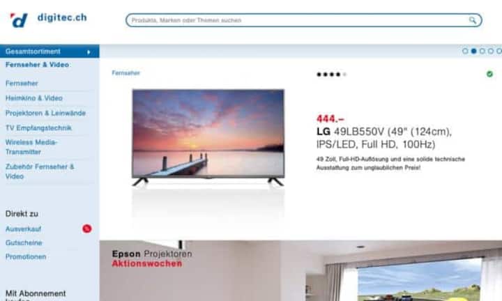 Digitec gilt als Marktführer im Schweizer Online-Handel. Die Lieferung ist gratis. Nur bei der Rückgabe wird es kompliziert: Maximal 14 Tage gewährt der Anbieter, und auch dann nur unter Bedingungen. Ist die Originalverpackung geöffnet, zieht Digitec 10 Prozent von der erstatteten Summe ab. Unterwäsche und geöffnete Software ist zum Beispiel von der Rückgabe ausgeschlossen.