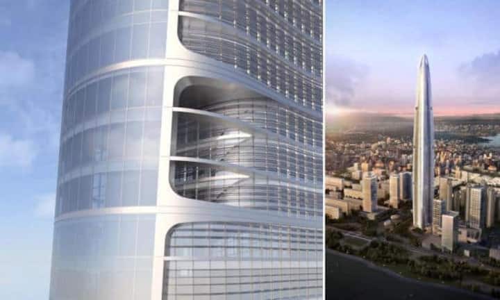 Noch 2017 ist die Vollendung des 636 Meter hohen Wuhan Greenland Center geplant. Ob der Bauplan indes eingehalten werden kann ist noch nicht sicher.
Adrian Smith + Gordon Gill Architecture