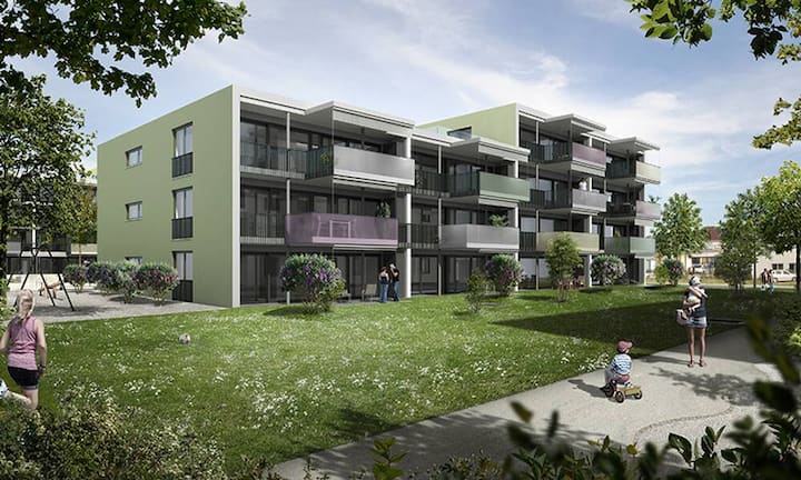 Münsingen: In der Berner Gemeinde wird das grösste Neubauprojekt mit sechs Mehrfamilienhäusern mit 91 Eigentumswohnungen umgesetzt. Fertigstellung: September 2017.