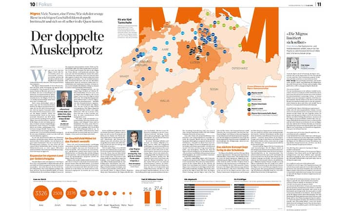 Visual Storytelling: Artikelseiten «Der doppelte Muskelprotz» in der Ausgabe Nr. 23 vom 09. Juni 2016.