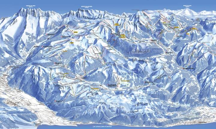 Deutlich billiger geht es mit Blick nach Frankreich: Die Orte Avoriaz, Champéry, Champoussin, Châtel, La Chapelle d'Abondance, Les Crosets, Les Gets, Montriond, Morgins, Morzine und Torgon haben sich zur Region «Portes du Soleil» vereint. Das ergibt satte 650 Pistenkilometer, der Tagespass kostet 47.50 Euro. Mit einem Umrechnungskurs von 1.25 Franken/Euro resultieren 9 Rappen pro Kilometer. Rein theoretisch natürlich – denn wohl dem, der die Gesamtstrecke innert neun Stunden absolvieren kann…